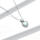 925 Sterling Silver Genuine Translucent Opal Necklace with CZ for Women-3