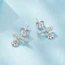 925 Sterling Silver Earrings with Pavé Setting CZ in Oxidized Silver-4