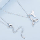 925 Sterling Silver Necklace with CZ & Enamel - 40+5cm Length, Fishtail Design for Women-4