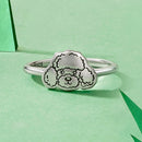 925 Sterling Silver Oxidized Silver Dog Ring for Women-3