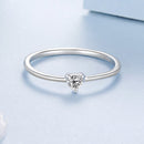 925 Sterling Silver 0.4cm Heart-shaped CZ Ring-3