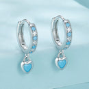 925 Sterling Silver Earrings with Synthetic Turquoise and CZ - White Gold Plated-5