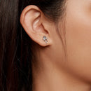 925 Sterling Silver Synthetic Spinel Earrings with Platinum Plating - 12x7mm-7