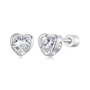 925 Sterling Silver Earrings with Plated White Gold & Pavé Setting CZ, 0.5cm for Women-1