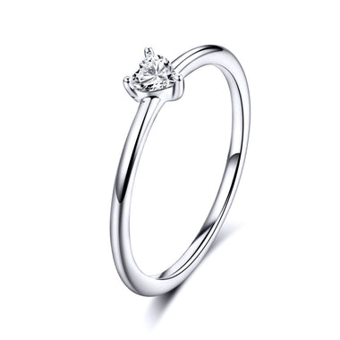 925 Sterling Silver Ring Size 6.0 with CZ and Platinum Plating for Women
