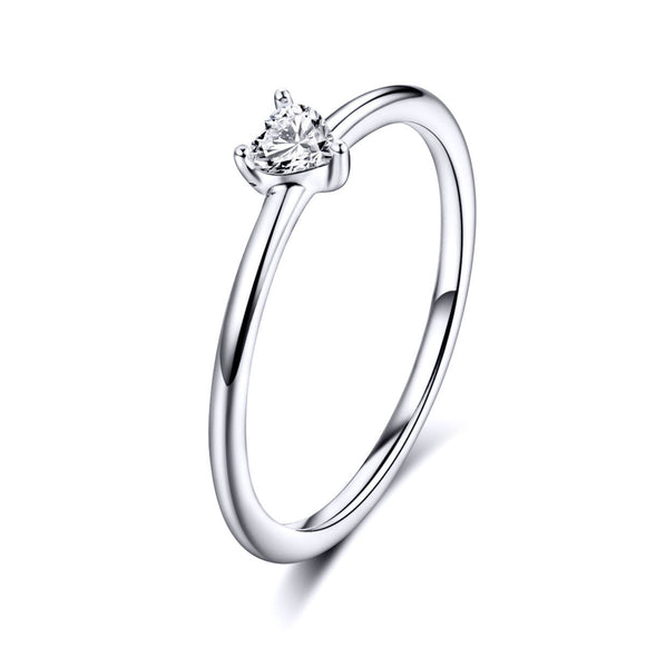 925 Sterling Silver Ring Size 6.0 with CZ and Platinum Plating for Women