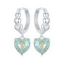 925 Sterling Silver Earrings with Transparent Glass, Plated White Gold, Size 23x8.5mm for Women-4