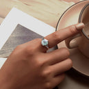 925 Sterling Silver Ring Size 6.0 with 11mm CZ & Transparent Glass for Women-6
