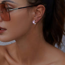 925 Sterling Silver Earrings with Transparent Glass, 12x7mm, for Women-8