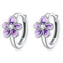 925 Sterling Silver Enamel Earrings with CZ - 1.2x0.7cm, Oxidized Finish for Women-1