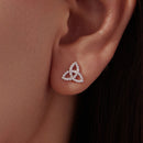 925 Sterling Silver White Gold Plated Pavé CZ Earrings-5