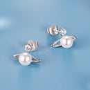 925 Sterling Silver Earrings with White Gold Plating and Shell Pearl-3
