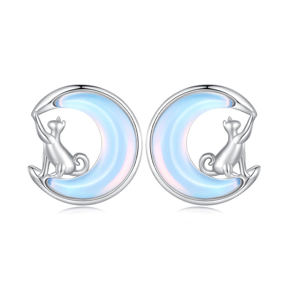 925 Sterling Silver Earrings with Transparent Glass, 13mm x 12mm for Women