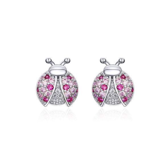 925 Sterling Silver Earrings with Pavé Setting CZ 1x0.9cm for Women
