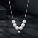 925 Sterling Silver Moissanite & Quality Shell Pearl Adjustable Necklace for Women-3