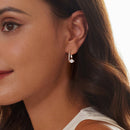 925 Sterling Silver Earrings with Pavé Setting CZ, Platinum Plated, 15x7mm for Women-7