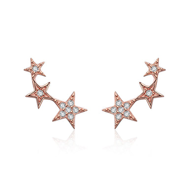 925 Sterling Silver Plated Rose Gold Pavé Setting CZ Earrings for Women