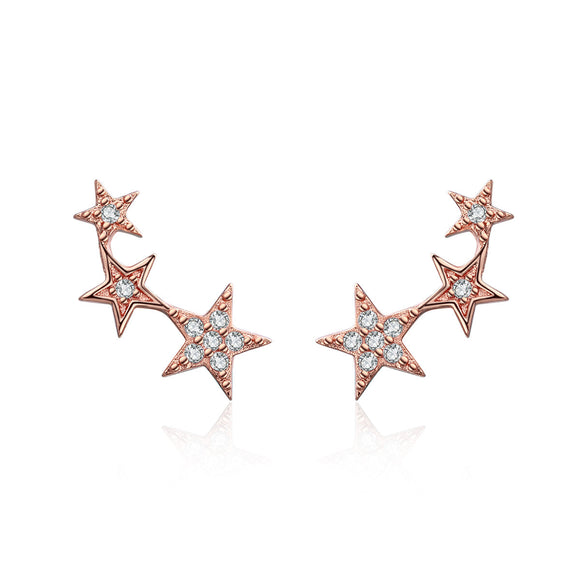 925 Sterling Silver Plated Rose Gold Pavé Setting CZ Earrings for Women