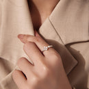 925 Sterling Silver White Gold Plated Ring with Nacre and CZ for Women-7