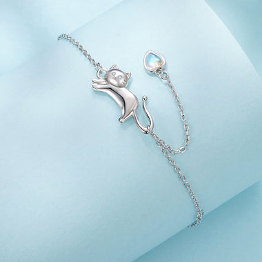 925 Sterling Silver White Gold Plated Moonstone CZ Bracelet for Women - 0