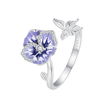 925 Sterling Silver Enamel Process Pavé Setting CZ Ring for Women - 0