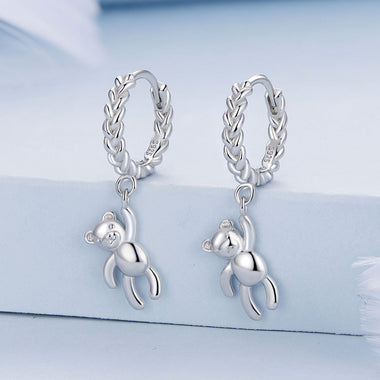 925 Sterling Silver Plated Platinum Earrings - 0