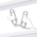925 Sterling Silver Earrings for Women - 1.7x0.6cm, Platinum Plated with Pavé Setting CZ-4