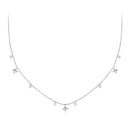 925 Sterling Silver Plated White Gold Pendant Necklace with CZ Charm for Women 38+6cm-1