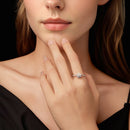 925 Sterling Silver Pavé Moissanite Ring with CZ - Size 6-5
