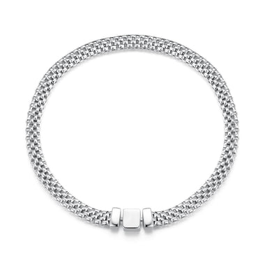 925 Sterling Silver Plated Platinum 17.0 Size Bracelet for Women - 0
