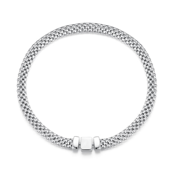 925 Sterling Silver Plated Platinum 17.0 Size Bracelet for Women