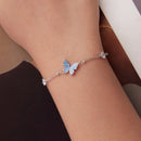 925 Sterling Silver White Gold Plated Bracelet with Enamel and CZ - 15+6cm Length-6