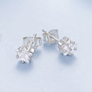925 Sterling Silver White Gold Plated Earrings 0.5cm with CZ-3
