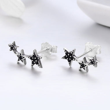 S925 Oxidized Silver Pavé CZ Earrings for Women - 0