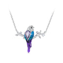 925 Sterling Silver Plated Platinum Pendant Necklace with Enamel and CZ for Women-2
