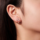 925 Sterling Silver Earrings with Pavé Setting CZ and Transparent Glass-7
