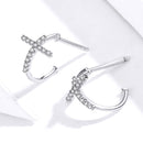 S925 Sterling Silver Earrings with Pavé Set CZ in Platinum Finish-2