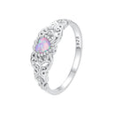 925 Sterling Silver Opal and CZ Stackable Ring in Size 6 for Women-3