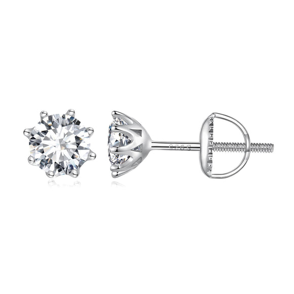 S925 Silver 0.5 Carat Moissanite Earrings 6.0mm for Women