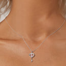 925 Sterling Silver Necklace with CZ in Pavé Setting, 400+50mm Length for Women-7
