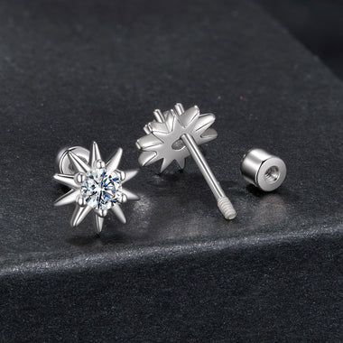 925 Sterling Silver Moissanite 0.10 Carat Earrings for Women - 0.7cm Size - 0