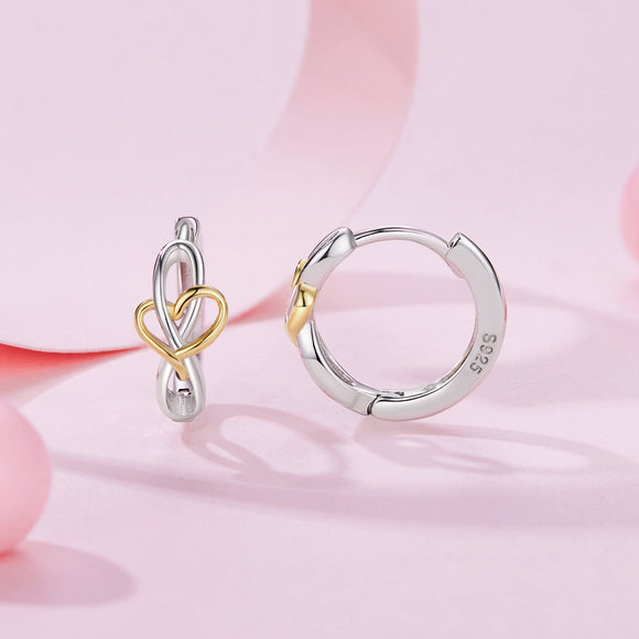 925 Sterling Silver Plated White Gold & Gold Hoop Earrings for Women
