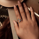 925 Sterling Silver Enamel White Gold Pave Set CZ Ring-4