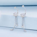925 Sterling Silver Earrings with Pavé CZ in White Gold Plating - 3.1 x 0.7 cm for Women-2