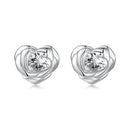 925 Sterling Silver Earrings with Pave Setting CZ and White Gold Plating-1