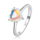 925 Sterling Silver Oxidized Silver Ring with Transparent Glass - Size 7.0 for Women-3
