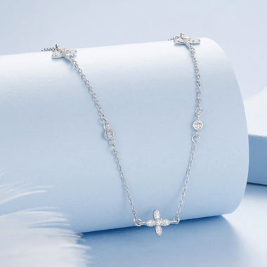 925 Sterling Silver White Gold Plated CZ Pendant Necklace for Women - 0