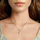 925 Sterling Silver Moissanite & Quality Shell Pearl Necklace for Women - 40+5cm, White Gold Plated-5