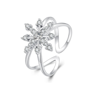 925 Sterling Silver Platinum Plated Pavé Set CZ Ring for Women - 0