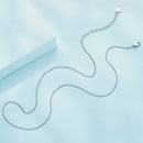 925 Sterling Silver 45S Platinum Plated Necklace for Women - 400mm Length, 0.8mm Thickness-4